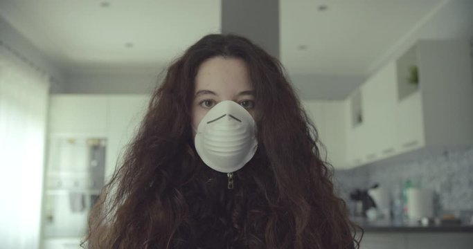 young woman is afraid of being infected by covid-19