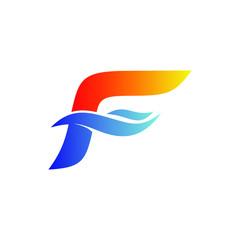 Letter f waves logo design