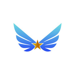 Wings and star logo design
