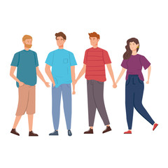 Obraz premium group of young people avatar characters vector illustration design