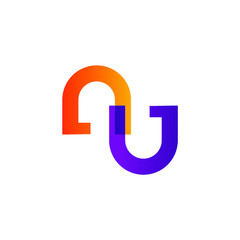 Letter n and u modern logo design 