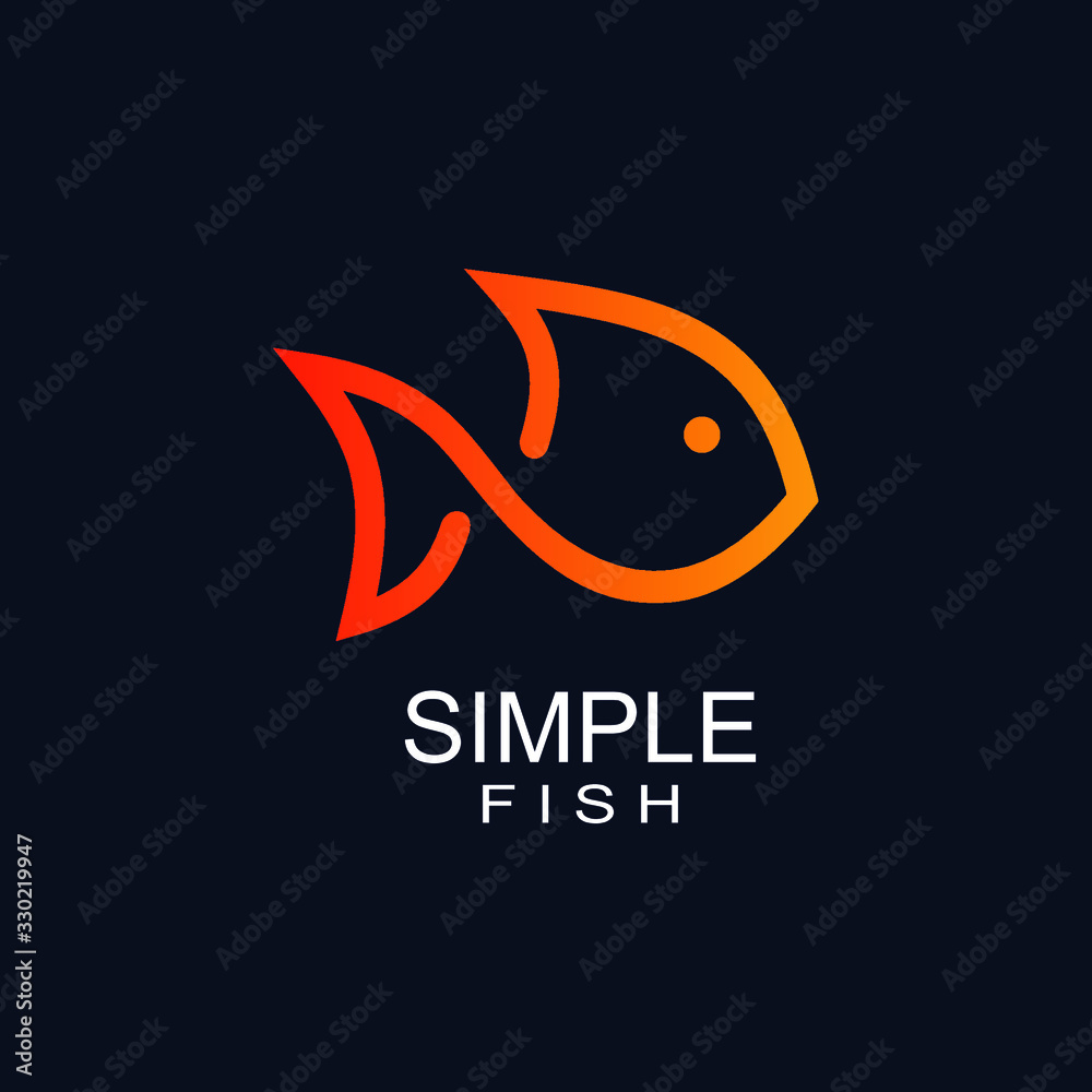 Wall mural simple fish logo design vector