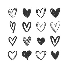 Heart doodles collection. Love symbol illustration. Hand drawn Hearts.