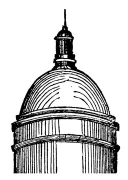 Cupol, edifice,  vintage engraving.