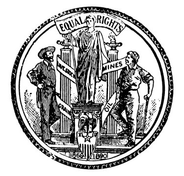 Seal Of The Territory Of Wyoming, 1904, Vintage Illustration