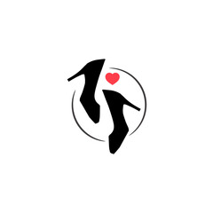 Women's shoes logo design vector template. BeautIful shoes logo illustration.