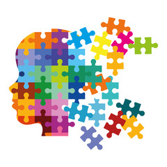 profile head with puzzle pieces vector illustration design