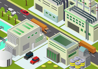 Obraz premium Vector illustration isometric Industrial buildings