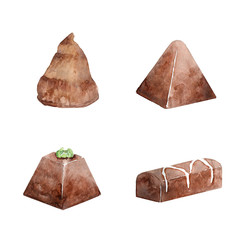 Watercolor collection of chocolate.