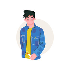 Vector character with a high temperature, fever. 