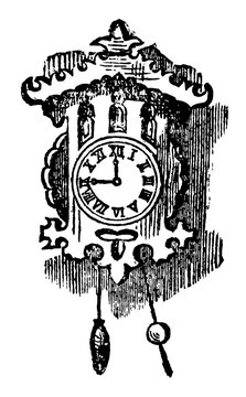 Hickory Dickory Dock, Vintage Illustration