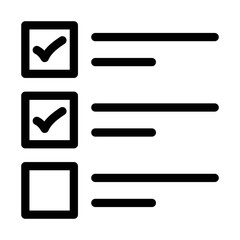 Clipboard or checklist icon in line style. Task list, audit report and check symbols. Done, tick, checkmark, approved signs. Checklist for modern mobile and web UI designs.