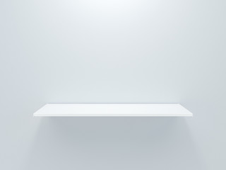White grocery retail shelf isolated on gray background design template for mock up. 3d rendering design for display product object in supermarket
