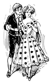 Silvio and Nedda, vintage illustration