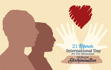 stop racism international day poster with men profiles silhouettes