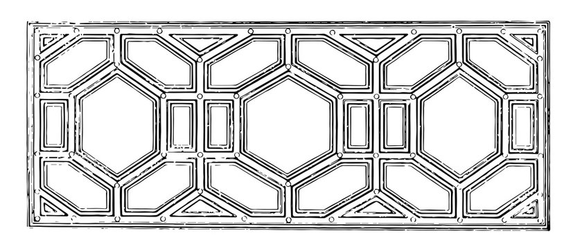 Ceiling design, Peruzzi,  vintage engraving.