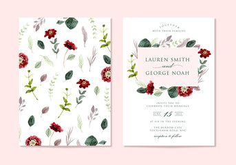 elegant minimalist wedding invitation with floral watercolor