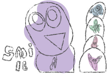 Cute worms-snakes in the form of seals, cats, unicorns, beetles, birds , microbes, bacteria, eggs (coloring pages for children and adults)