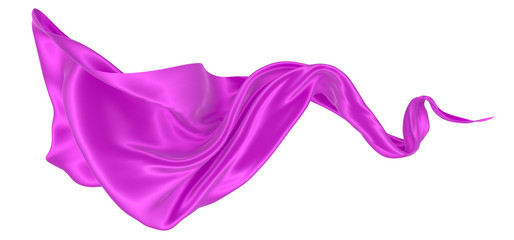 Beautiful flowing fabric of magenta wavy silk or satin. 3d rendering image.