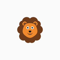 Obraz na płótnie Canvas Vector Flat Lion's face isolated. Cartoon style illustration. Animal's head logo. Object for web, poster, banner, print design. Advertisement decoration element.