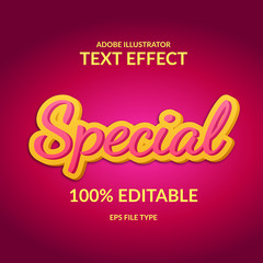 Special script editable adobe illustrator text effect. Cute headline with pink and yellow color.