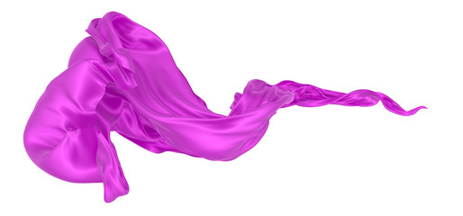 Beautiful flowing fabric of magenta wavy silk or satin. 3d rendering image.