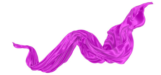 Beautiful flowing fabric of magenta wavy silk or satin. 3d rendering image.