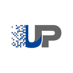 Letter UP icon design. Pixel logo vector