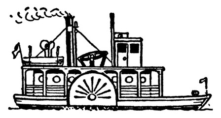 The Steamboat and The Locomotive, vintage illustration - obrazy, fototapety, plakaty