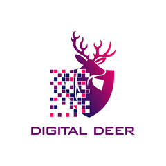Deer icon design. Pixel logo vector
