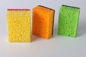 sponges for washing dishes on a white background