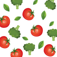 background of tomatoes and broccoli vegetables design