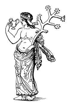 Cantharus is A king of drinking cup furnished with handles, vintage engraving.