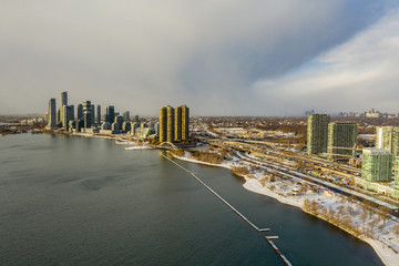 Fototapeta premium Aerial tour Toronto Humber Bay