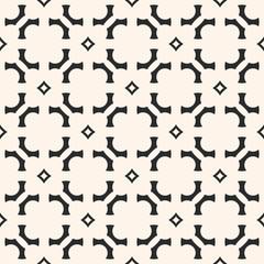 Monochrome geometric ornament seamless pattern. Black and white abstract traditional ethnic background. Texture with grid, lattice, diamond shapes, repeat tiles. Design for decor, textile, ceramic
