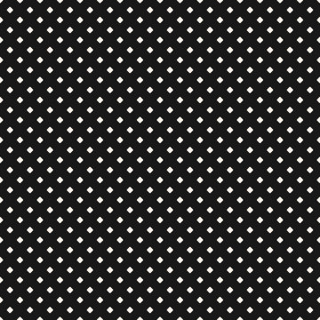Vector minimalist floral geometric seamless pattern. Simple black and white texture with small squares, dots, tiny flowers. Monochrome pixel art background. Subtle modern minimal dark repeat design
