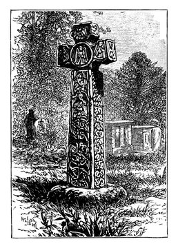 Saxon cross, vintage illustration.