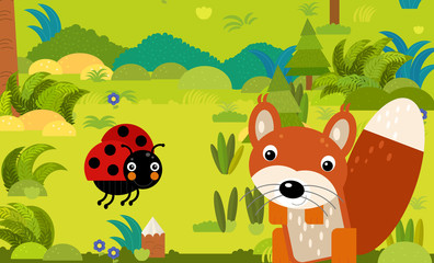 Obraz na płótnie Canvas cartoon scene with different european animals in the forest illustration