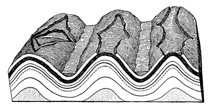 Mountain Sterogram/Sterogram of Jura Mountains, vintage illustration