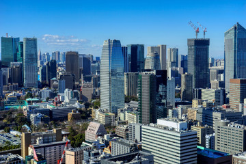Fototapeta na wymiar 東京　2020年 景色　HDR 展望　展望台　俯瞰　遠景　昼間　快晴　青空
