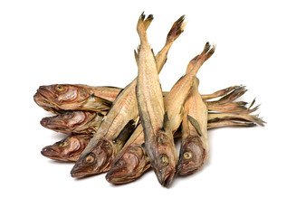 Dried Pollack on the white background