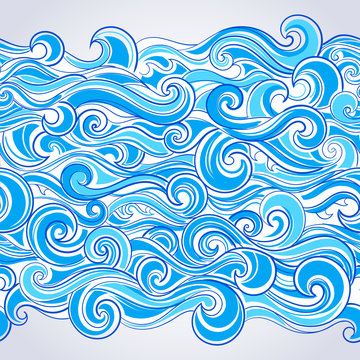 Ethnic ocean wave seamless pattern print could be used for textile