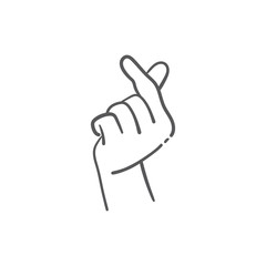 Love finger gesture, korean symbol of love. Asian heart. Illustration doodle.