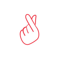 Love finger gesture, korean symbol of love. Asian heart. Illustration doodle.