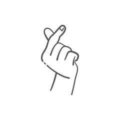 Love finger gesture, korean symbol of love. Asian heart. Illustration doodle.