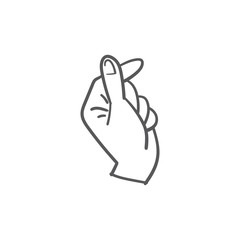 Love finger gesture, korean symbol of love. Asian heart. Illustration doodle.