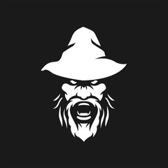 old wise black wizard doing rage or angry reaction vector illustration design