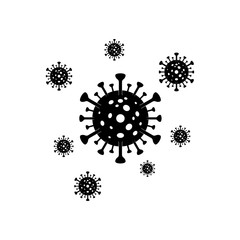 Logo design of coronavirus. Black and white color. Illustration vector graphic of covid-19 or corona virus.