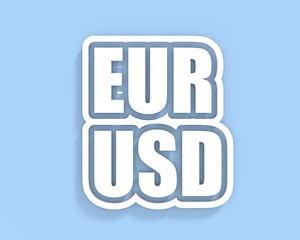 Financial market concept. Currency pair. Acronym EUR - European Union currency. Acronym USD - United States Dollar. 3D rendering