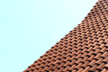 Abstract Minimalist Architecture,red tiled roof and blue sky,conceptual background